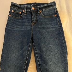 J CREW , high rise, toothpick jeans dark blue